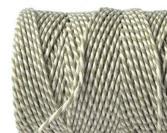 5mtr Soft Sage Green & White 100% Cotton Bakers Twine, 2mm (1/16in) Thickness *Sold Per 5mtr*