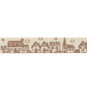 Village Scene Print Cotton Ribbon, 15mm (9/16in) breed *Sold Per Meter*