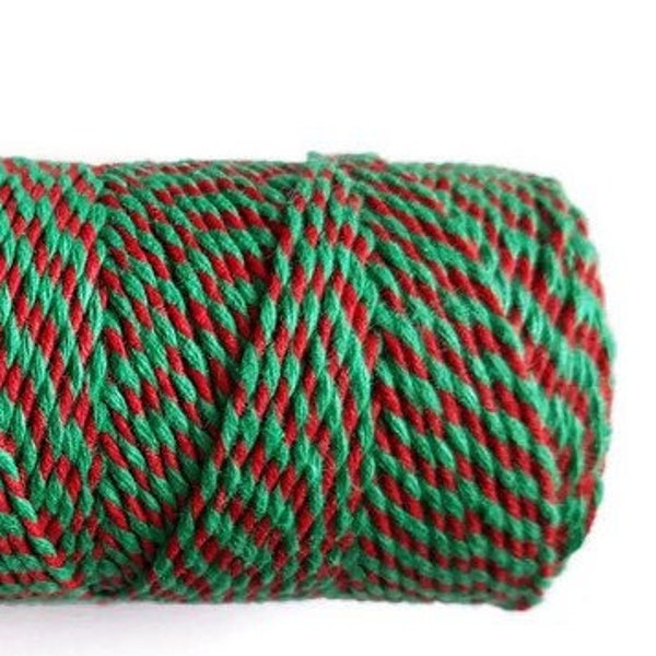 5mtr Red & Green 100% Cotton Bakers Twine, 2mm (1/16in) Thickness *Sold Per 5mtr*