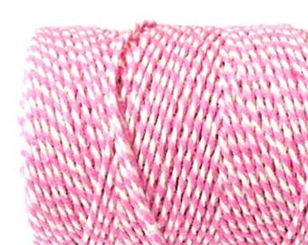 5mtr Candy Pink & White 100% Cotton Bakers Twine, 2mm (1/16in) Thickness *Vendido por 5mtr*