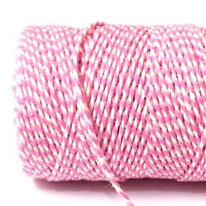 5mtr Candy Pink & White 100% Cotton Bakers Twine, 2mm (1/16in) Thickness *Sold Per 5mtr*