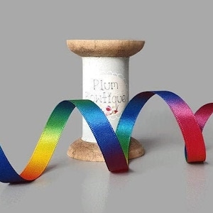 Regenbogen Farbverlauf *doppelseitig* Luxus Satinband, 10 mm breit *Meterware*