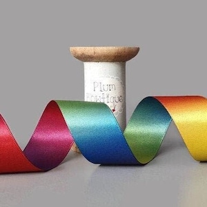 Regenbogen Farbverlauf *doppelseitig* Luxus Satinband, 25mm breit *Meterware*