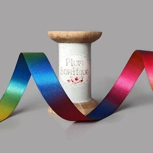 Regenbogen Farbverlauf *Doppelseitiges* Luxus Satinband, 15mm (9/16in) breit *Pro Meter verkauft*