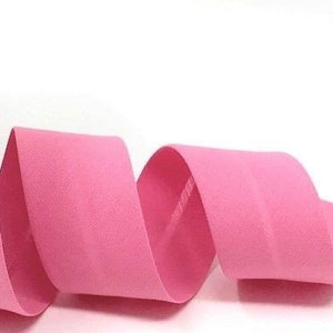 Candy Pink Polycotton Bias Binding, 30mm (1 3/16in) wide *Sold Per Metre*