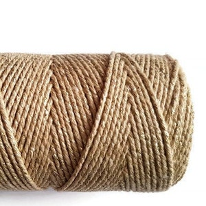 5mtr Gold Sparkle Cotton Bakers Twine, 2mm (1/16in) Thickness *Sold Per 5mtr*