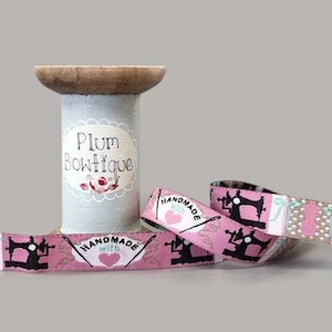 Altrosa &quot;Handmade with Love&quot; Jacquard Webband, 13mm breit *Verkauft pro Meter* *LIMITIERTE VERFÜGBARKEIT*