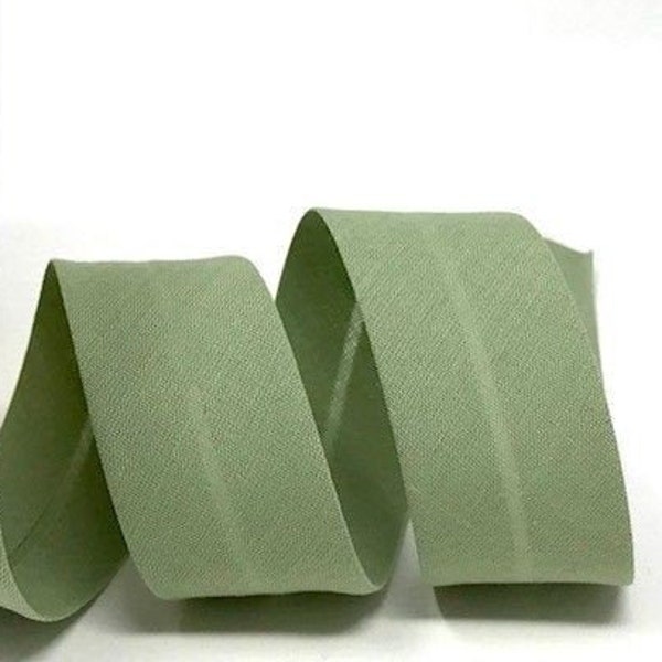 Soft Sage Green Polycotton Bias Binding, 30mm (1 3/16in) wide *Sold Per Metre*