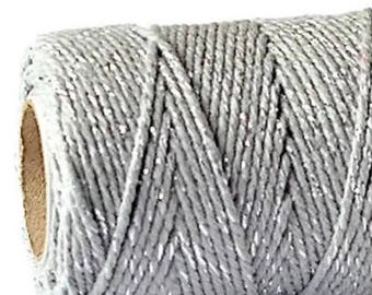 5mtr Silver Sparkle Cotton Bakers Twine, 2mm (1/16in) Thickness *Sold Per 5mtr*