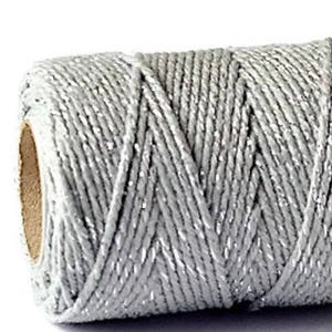 5mtr Silver Sparkle Cotton Bakers Twine, 2mm (1/16in) Thickness *Sold Per 5mtr*