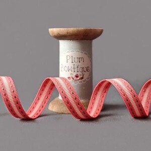 Coral, Peach & Taupe "Austin" Saddle Stitched Petersham Ribbon, 10mm (3/8in) wide *Sold per 1 metre/39 inch*