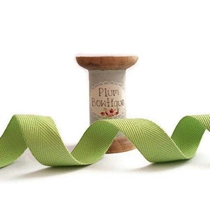 Lime Green Herringbone 100% Cotton Lightweight Webbing, 20mm (3/4in) wide *Sold Per Metre*