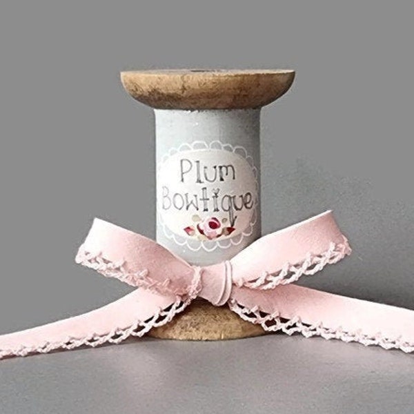 Blush Pink Polycotton Bias Binding with Picot Lace Edge, Pre-folded 12mm (1/2in) wide *Sold Per Metre*