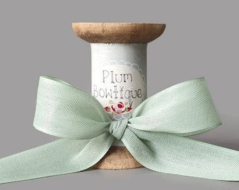 Tranquil Green Matte Semi-Sheer Textured Ribbon, 25mm (1in) wide *Per 1 Metre/39 inch or 25mtr FULL ROLL*