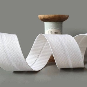 Pale Cream & Ivory Soft-Rib Textured Stripe Polycotton Bias Binding, 30mm wide *Sold Per Metre*