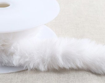 White Faux Fur Flanged Piping Trim, 50mm (2in) *Sold Per Metre*