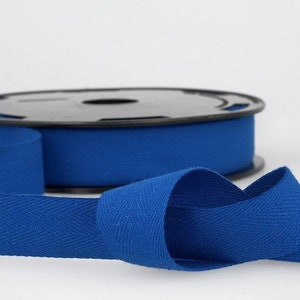 Koningsblauwe 100% katoenen geweven keperband, 25 mm (1 in) breed *verkocht per meter*