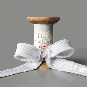 Light Grey Grosgrain Ribbon with Frayed Edge, 16mm (5/8in) wide *Sold Per Metre*