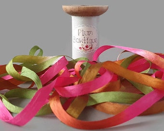 Dip Dye Variegated "Hula" 100% Pure Silk Ribbon, 7mm (1/4in) wide *Sold Per Metre*