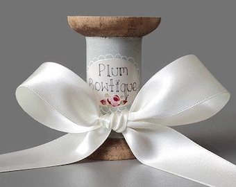 Cinta de satén reciclado de lujo para novias, color blanco, 25 mm (1 pulgada) de ancho *Se vende por metro*