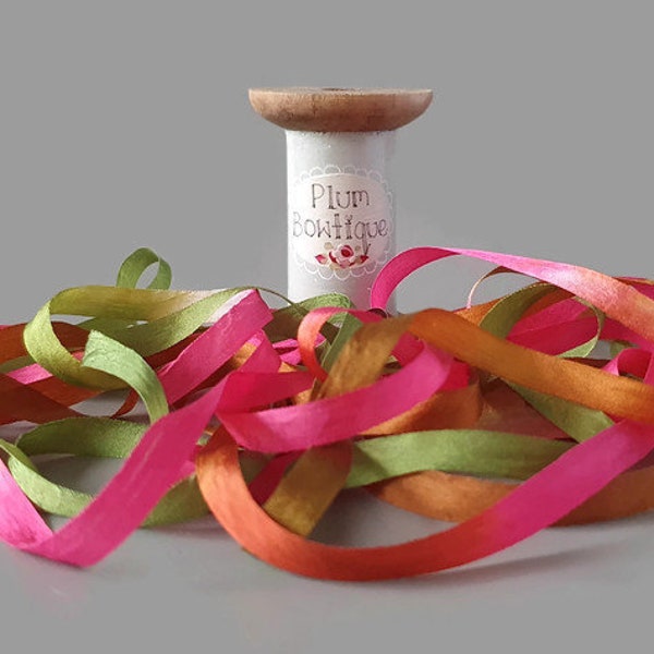 Dip Dye Variegated "Hula" 100% Pure Silk Ribbon, 7mm (1/4in) wide *Sold Per Metre*