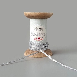 5mtr Metallic Silver Sparkle Tinsel Twine, 1.5mm (1/16in) thick *Sold Per 5mtr*