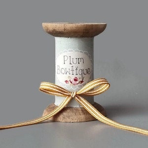 Butterscotch & White Stripe Ribbon, 5mm (3/16in) wide *Sold Per Metre*