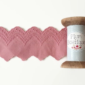 Dusky Pink "Beatrice" Scalloped Edge Broderie Anglaise Lace, 50mm (2in) wide *Sold Per Metre*