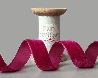 Bordeaux Swiss Velvet Ribbon, 16mm (5/8in) wide *Sold Per Metre*