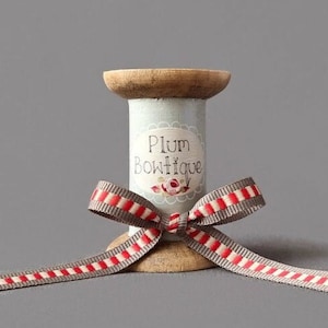 Taupe, Rot & Cremefarbenes "Flaggschiff" Box Stitch Webband, 10mm (3/8in) breit *Pro Meter verkauft*
