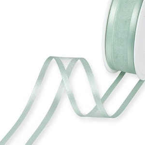 Tranquil Green Sheer Organza Ribbon with Satin Edges, 25mm (1in) wide *Sold Per Metre*