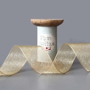 Honey Gold Super Sheer Organza Ribbon, 40mm (1 9/16in) wide *Sold Per Metre*