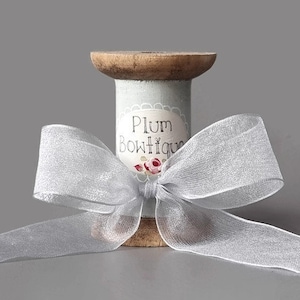 Silver Grey Super Sheer Organza Ribbon, 25mm (1in) wide *Sold Per Metre*