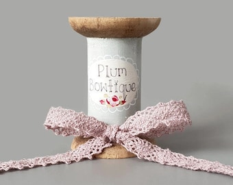 Minky Pink &quot;Annie&quot; Double Edge Mandorla 100% Cotton Lace Trim, 12mm wide (1/2in) *Sold Per Metre*