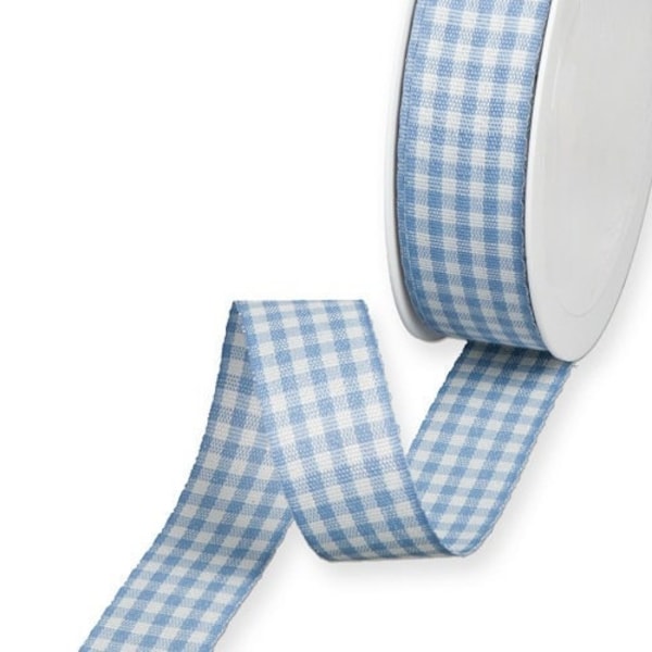 Ruban de gingham rustique bleu, 25 mm (1 po) de large *Vendu au mètre*