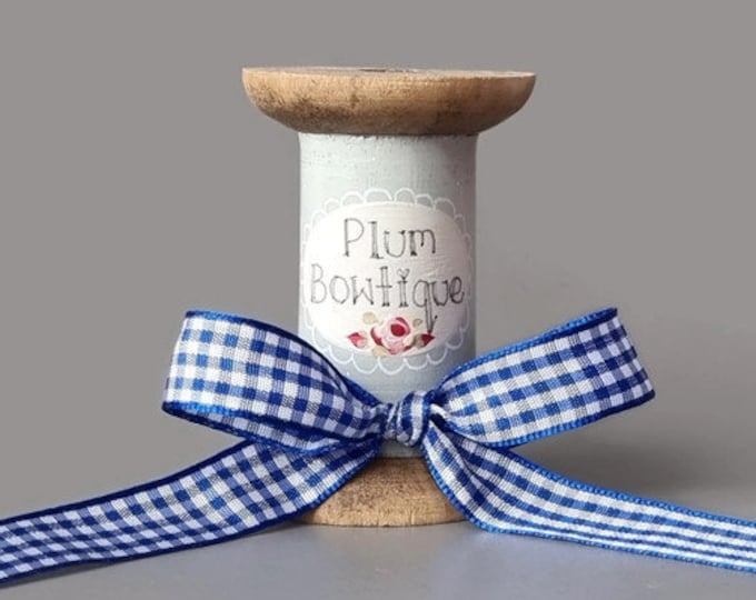 Royal Blue & White Traditional Gingham Ribbon 15mm 9/16in | Etsy