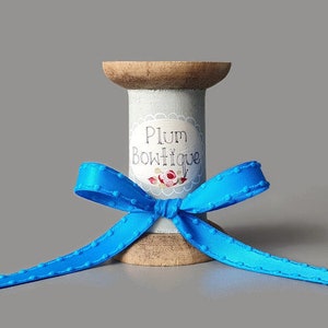 Turquoise Knotted Edge Dobby Spot Satin Ribbon, 10mm (3/8in) wide *Sold Per Metre*