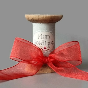 Red Super Sheer Organza Ribbon, 25mm (1in) wide *Sold Per Metre*