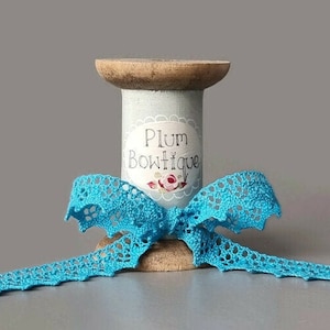 Turquoise &quot;Jessie&quot; Bold Peaked Edge 100% Cotton Fine Cluny Lace Trim, 15mm (9/16in) wide *Sold Per Metre*