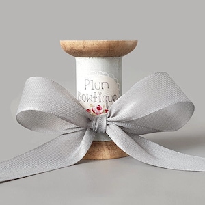 Soft Grey Matte Semi-Sheer Textured Ribbon, 25mm (1in) wide *Sold Per Metre*