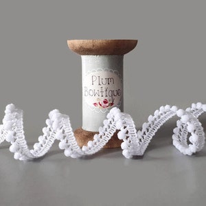 White Mini Pom Pom Trim, Mini 3mm (1/8in) Diameter *Sold Per Metre*