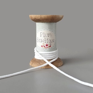 5mtr White Soft Round Elastic, 2.5mm Diameter *Sold Per 5 Metres*
