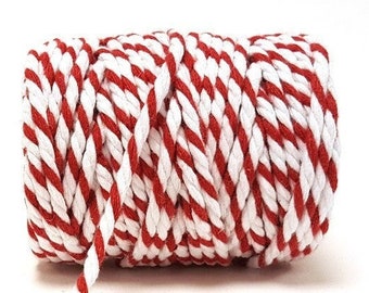 Red & White Chunky 100% Cotton Bakers Twine, 5mm (3/16in) Thickness *Sold Per Metre*