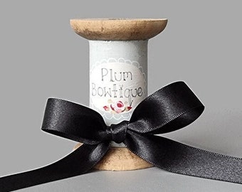 Black Luxury Double Satin Ribbon, 15mm (9/16in) wide *Sold Per Metre*
