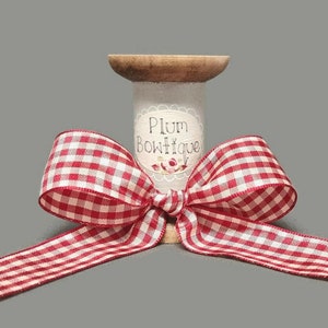 Deep Red & Ivory Natural Gingham Ribbon, 25mm (1in) wide *Sold Per Metre*