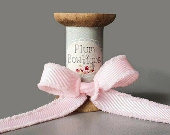 Soft Pink Grosgrain Ribbon with Frayed Edge, 16mm (5/8in) wide *Sold Per Metre*