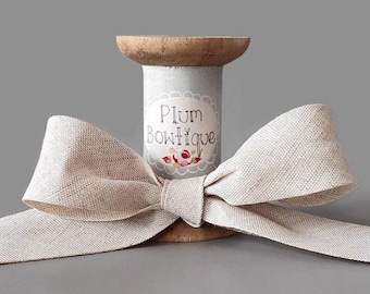 Natural Beige Linen-Blend Bias Binding, 30mm (1 3/16in) wide *Sold Per Metre*
