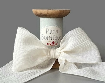 Soft Ivory Crinkle Chiffon Ribbon, 50mm (2in) wide *Sold Per Metre*