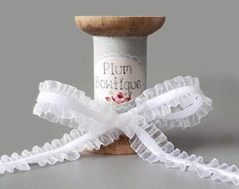 White Ruffle Ribbon Wide Ruffle Ribbon - Etsy