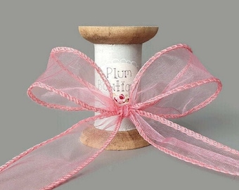 2.5 Neon Flow Pink Dupioni Wired Ribbon ~ Coral ~ Faux Silk ~ Wired Edges ~ 10 Yard Roll